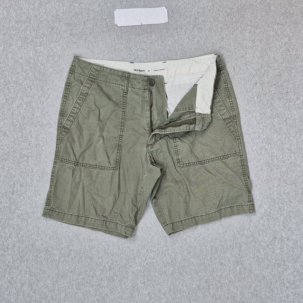 Old Navy Men Shorts 32 Green Chino Twill Lived-In Straight Button 8"